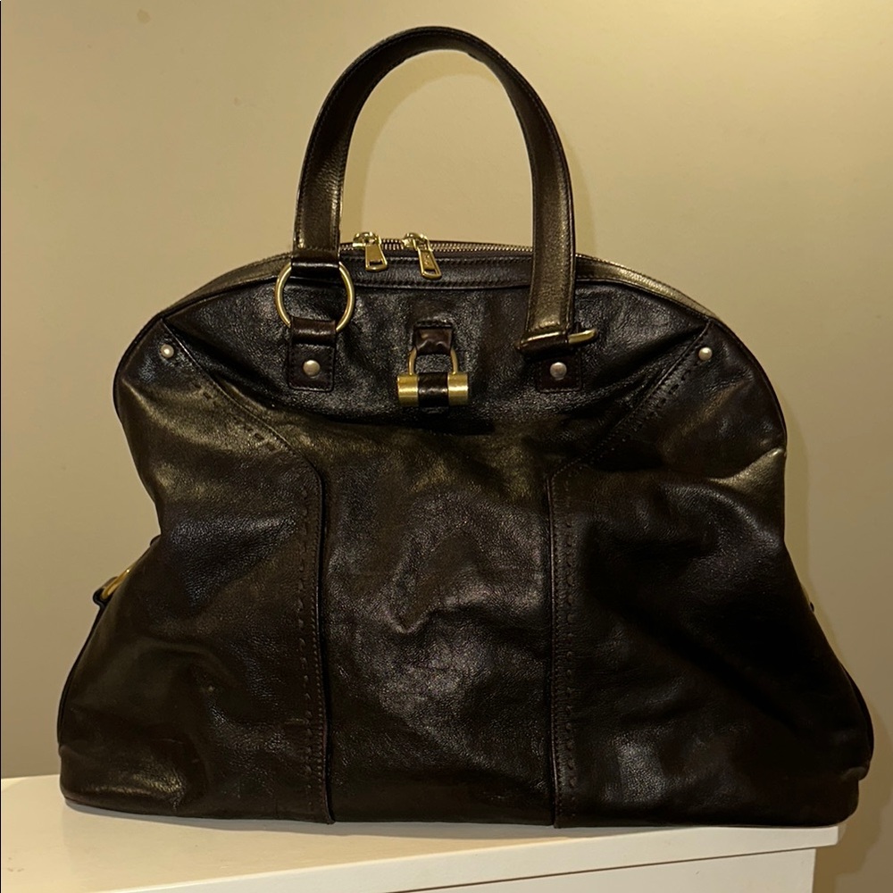 Yves Saint Laurent Dark Brown Leather Bag